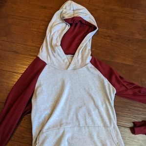 Maroon and grey hoodie